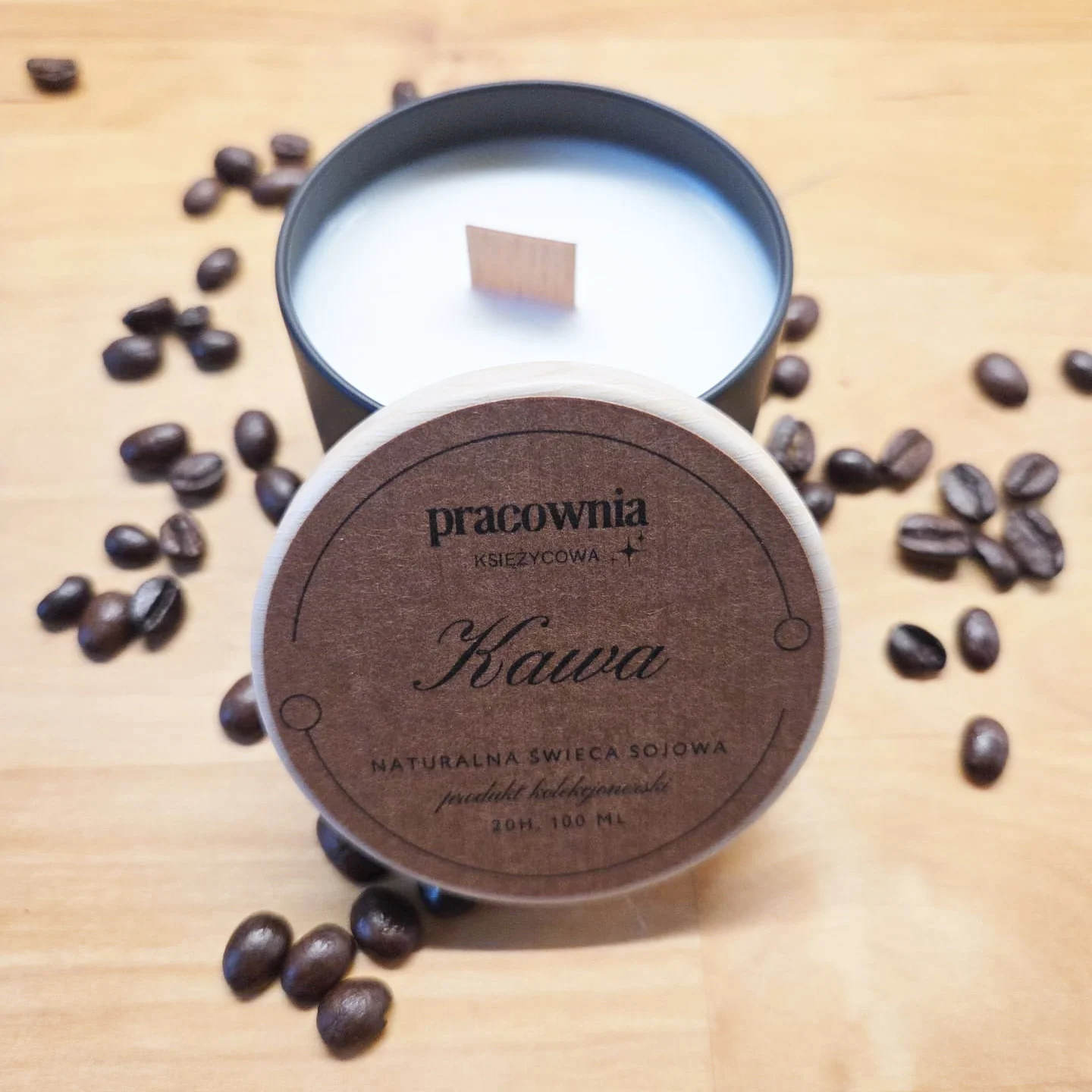 Aromatyczne włoskie espresso / kawa - świeca sojowa w aluminium czarna