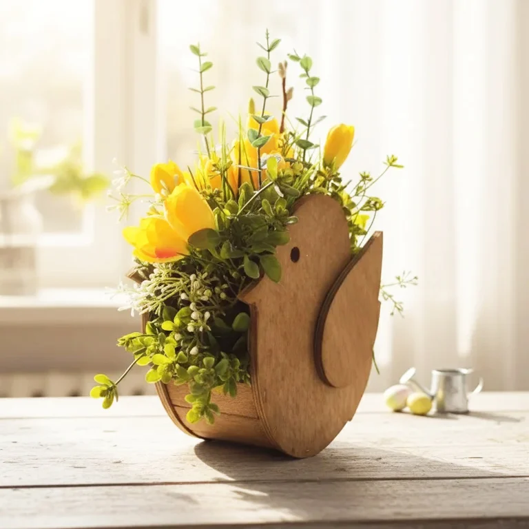 Wiosenne krokusy w drewnianej ptasiej skrzynce