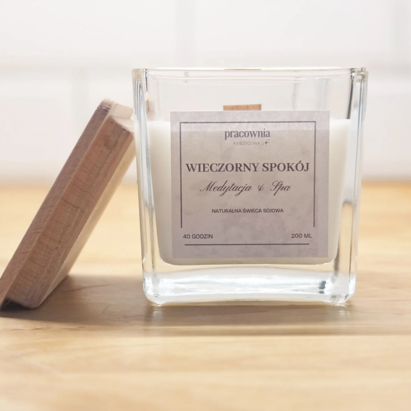 Wieczorny spokój / medytacja & spa - świeca sojowa w eleganckim szkle - obrazek 3