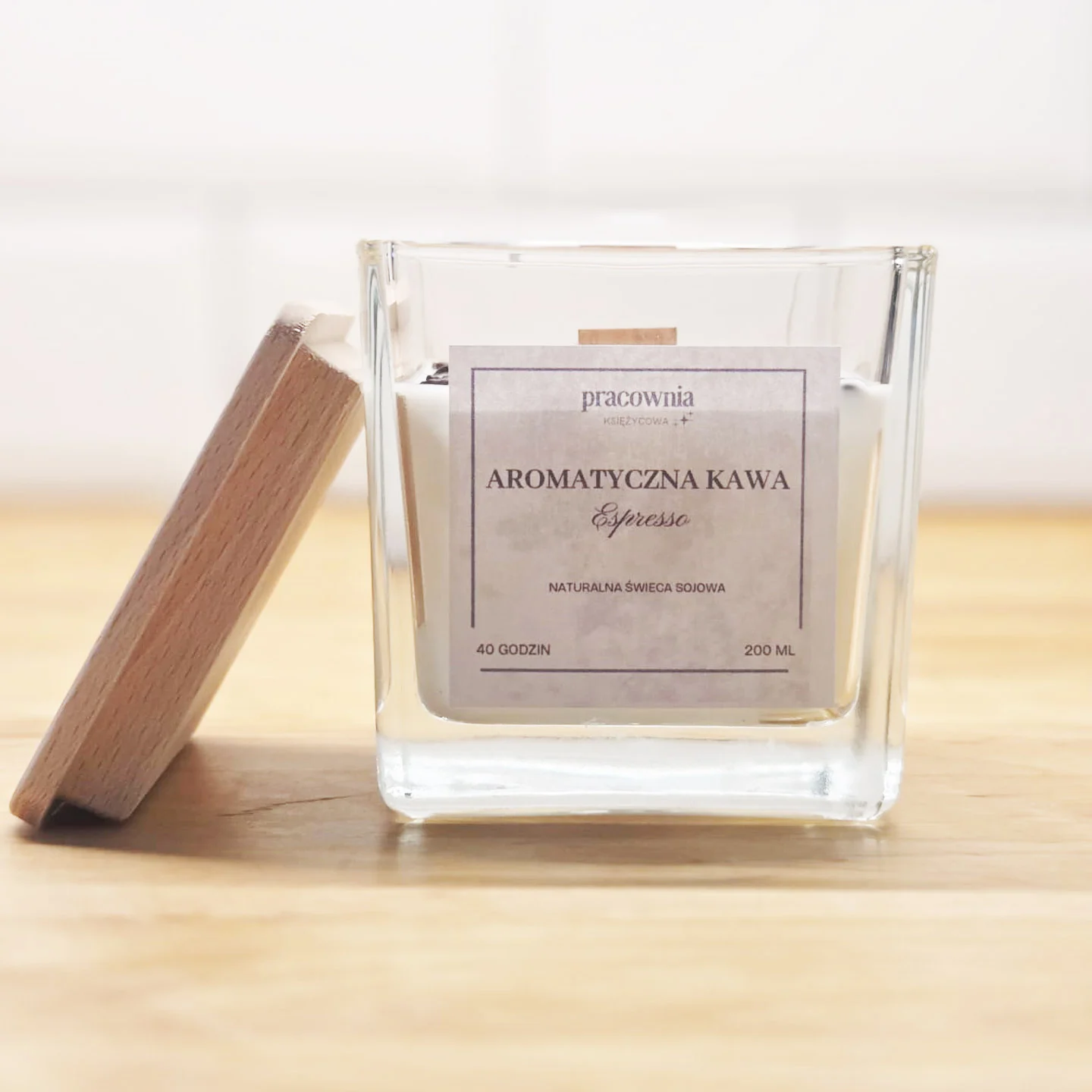 Aromatyczna kawa / espresso – świeca sojowa w eleganckim szkle - obrazek 3